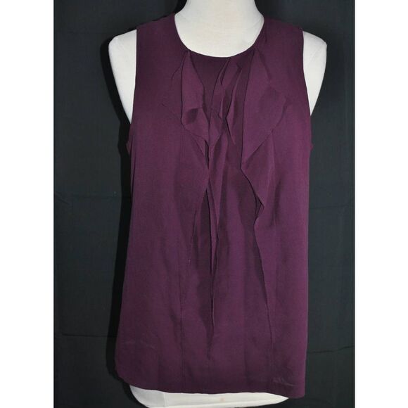 Vince Tops - Vince Silk Purple Ruffle Front Sleeveless Top- 10